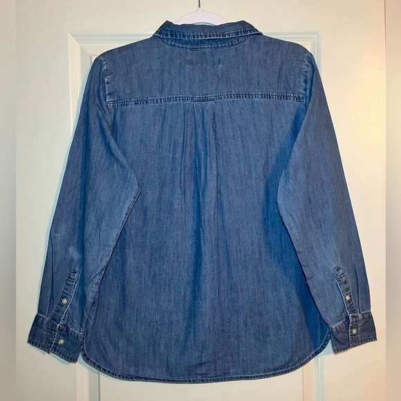 LOFT | Classic Blue Denim Button Down Shirt Size LP - Picture 2 of 6
